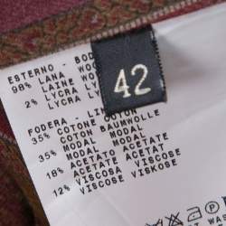 Pre Owned Etro Multicolor Houndstooth Plaid Floral Applique Detail Wool Blazer M