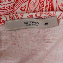 Etro Orange and White Paisley Print Sleeveless Top S