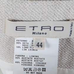 Pre Owned Etro Beige Linen Silk Paisley Printed Skirt M