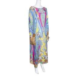 مملوكة مسبقًا Etro Multicolor Printed Silk Gauze Long Sleeve Dress M