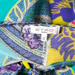 مملوكة مسبقًا فستان قفطان إيترو مزين رباط خصر حرير و قطن مطبوع متعدد الألوان مقاس وسط (ميديوم)