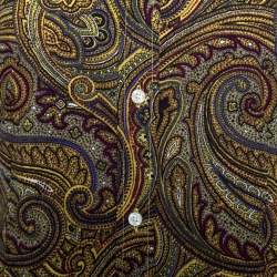 مملوكة مسبقًا Etro Yellow Paisley Printed Cotton Contrast Trim Detail Long Sleeve Blouse M