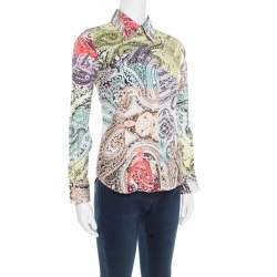 مملو كة مسبقًا قميص إيترو قطن بيزلي مطبوع متعدد الألوان بأكمام طويلة S