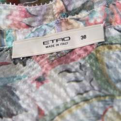 Pre Owned Etro Multicolor Floral Printed Silk Long Sleeve Blouse S