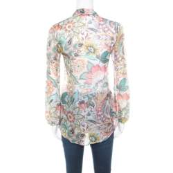 Pre Owned Etro Multicolor Floral Printed Silk Long Sleeve Blouse S