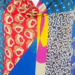 Pre Owned Etro Multicolor Printed Jersey Draped Neck Top M