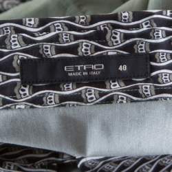 Pre Owned Etro Sage Green Floral Placement Print Button Front Shirt L 