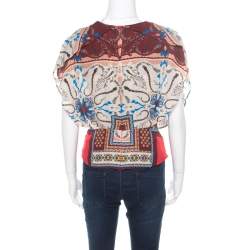 Pre Owned توب إيترو بلوسون حرير مطبوع متعدد الألوان