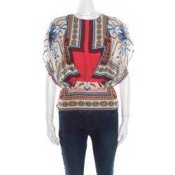 Etro Multicolor Printed Silk Blouson Top S