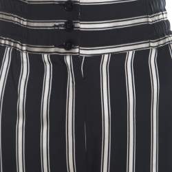 مملوكة مسبقًا بنطلون إيترو تويل مونوكرومي مخطط بوسط مطاطي أرجل واسعة M