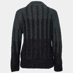 Etro Charcoal Grey Wool and Alpaca Textured Knit Long Sleeve High Sweater S