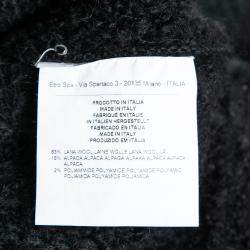 Etro Charcoal Grey Wool and Alpaca Textured Knit Long Sleeve High Sweater S