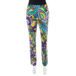 Pre Owned Etro Multicolor Printed Cotton Straight Fit Trouser M