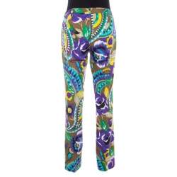 Pre Owned Etro Multicolor Printed Cotton Straight Fit Trouser M