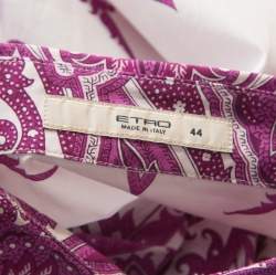 مملوكة مسبقًا قميص ايترو قطن سترتش طباعة بيزلي بأزرار أمامية M