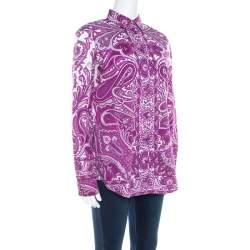 مملوكة مسب قًا قميص ايترو قطن سترتش طباعة بيزلي بأزرار أمامية M