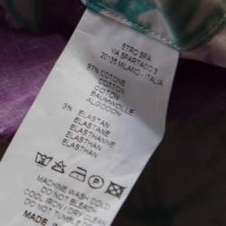 مملوكة مسبقًا قميص إيترو مطبوع بايزلي أزرار أمامية قطن مرن متعدد الألوان L 