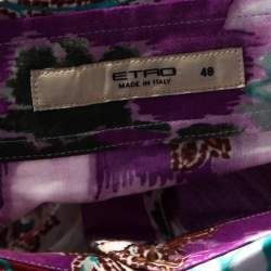 مملوكة مسبقًا قميص إيترو مطبوع بايزلي أزرار أمامية قطن مرن متعدد الألوان L 