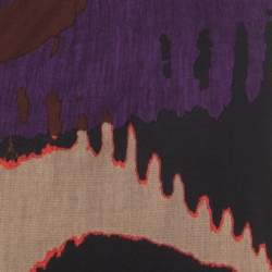 Pre Owned فستان ايترو أكمام مزينة دانتيل ماكسي جيرسية مطبوع متعدد الألوان L