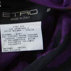 Pre Owned فستان ايترو أكمام مزينة دانتيل ماكسي جيرسية مطبوع متعدد الألوان L