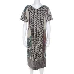 Etro Multicolor Abstract Printed Wool Blend Short Dress L 