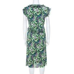 Pre Owned فستان إيترو ميدي رقبة مكشك جيرسيه طباعة زهور متعدد الألوان M