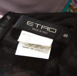 Pre Owned فستان إيترو مطبوع متعدد الألوان رقبة حرف V طويل L