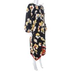 Pre Owned Etro Multicolor Floral Printed Linen Wrap Dress L 
