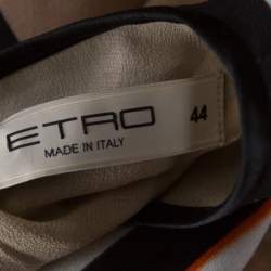 Pre Owned Etro Multicolor Printed Silk Crepe Pleated Hem Detail Midi Dress M