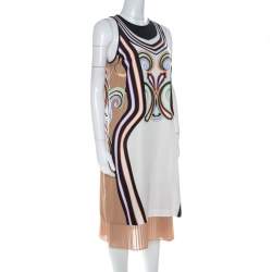 Pre Owned Etro Multicolor Printed Silk Crepe Pleated Hem Detail Midi Dress M