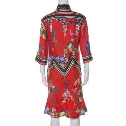 Pre Owned Etro Red Printed Silk Midi Dress M