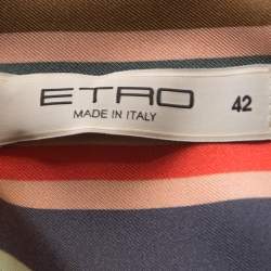 Pre Owned Etro Red Printed Silk Midi Dress M