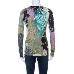 Pre Owned Etro Multicolor Paisley Print  Silk and Cashmere Blend Sweater M