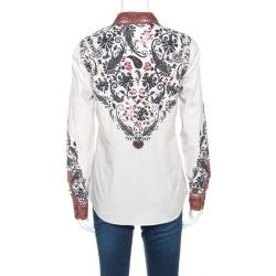 Pre Owned قميص إيترو أزرار أمامية قطن ستريتش مطبوع بيج L