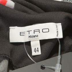 Pre Owned فستان إيترو ماكسي ياقة ملتفة حول الرقبة بقلنسوة طباعة بيزلي أسود M