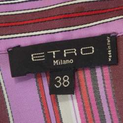 Pre Owned قميص إيترو تفاصيل مكشك قطن مخطط متعدد الألوان S