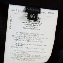 Pre Owned Etro Black Printed Textured Silk Long Sleeve Coat L