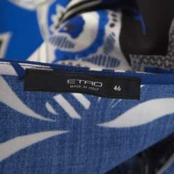 Pre Owned Etro Blue Printed Wool Crepe Top L