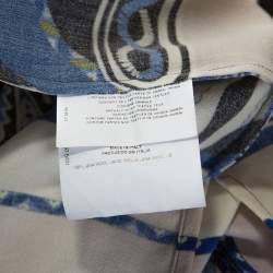 Pre Owned Etro Blue Printed Wool Crepe Top L