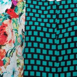 Pre Owned بلوزة إيترو حرير مطبوع متعدد الألوان بأكمام دولمان M