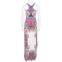 Pre Owned Etro Multicolor Paisley Print Crepe Maxi Dress L