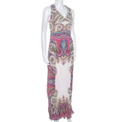 Pre Owned Etro Multicolor Paisley Print Crepe Maxi Dress L