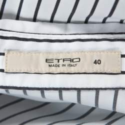 Etro Multicolor Paisley and Striped Print Cotton Button Front Shirt S