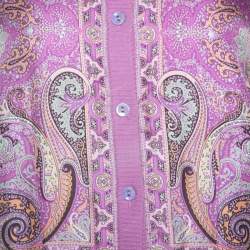 Pre Owned Etro Lavender Paisley Print Silk Sleeveless Top and Cardigan Set M
