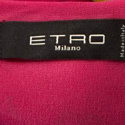 Pre Owned Etro Pink Floral Print Crepe Fringe Trim Kimono One Size