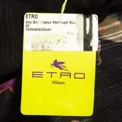 Pre Owned Etro Black Floral Printed Crinkled Silk Maxi Skirt M