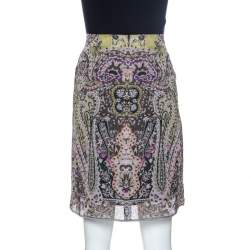 Pre Owned Etro Multicolor Paisley Print Silk Skirt S