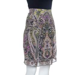 Pre Owned Etro Multicolor Paisley Print Silk Skirt S