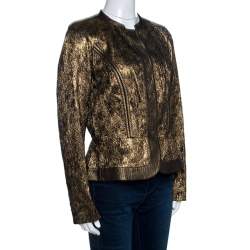 Pre Owned Etro Metallic Lurex Textured Peplum Buttoned Jacket M