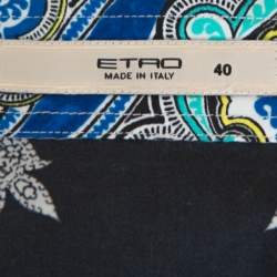 Pre Owned Etro Blue Printed Stretch Cotton Long Sleeve Shirt S